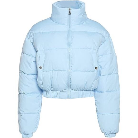 Women' s Cropped Quilted Puffer Jacket Outerwear Coats
